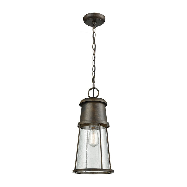 ELK Crowley 1 Lt Outdoor Sconce, Hazelnut Bronze, Clear Seedy 8x8x18"