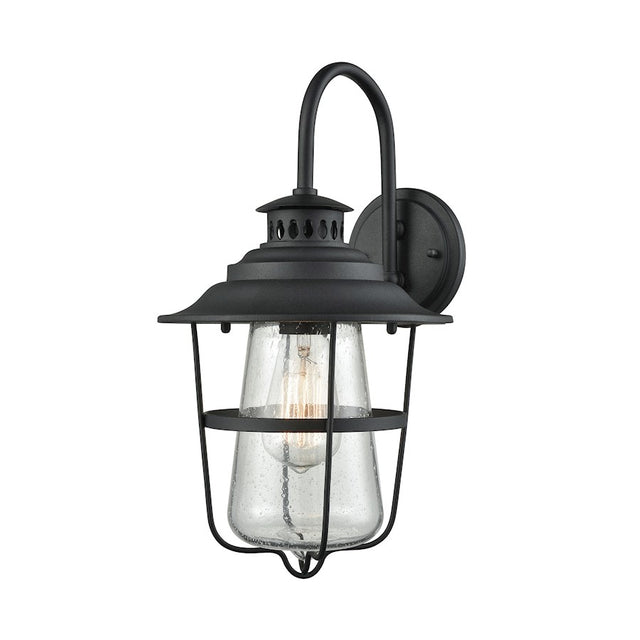 ELK San Mateo 1 Lt Outdoor Sconce, Textured Matte Black, Clear Seedy