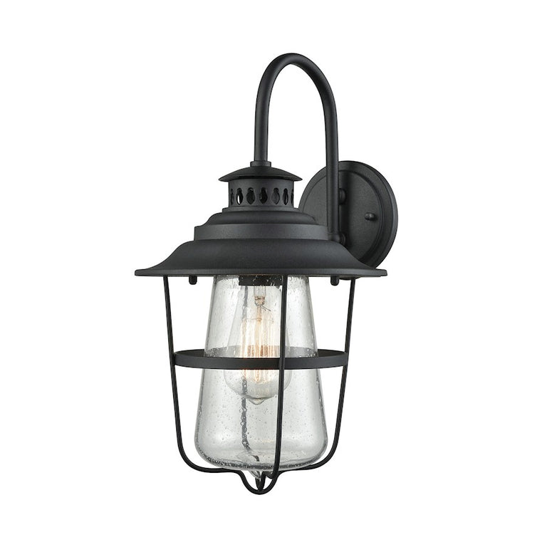 ELK San Mateo 1 Lt Outdoor Sconce, Textured Matte Black, Clear Seedy