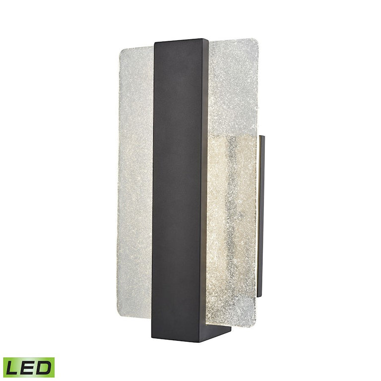 ELK Lighting Pierre LED Outdoor Wall Sconce, Matte Black, Iced Glass