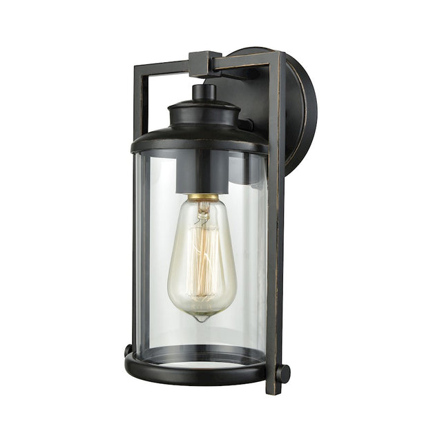 ELK Lighting Frampton 1 Light Outdoor Wall Sconce, Aged Bronze, Clear