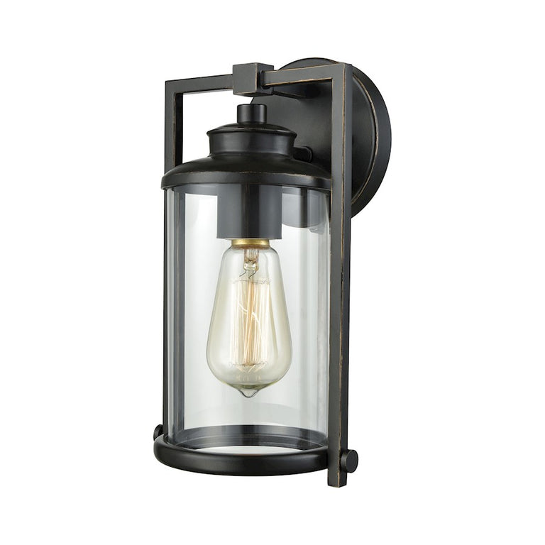 ELK Lighting Frampton 1 Light Outdoor Wall Sconce, Aged Bronze, Clear
