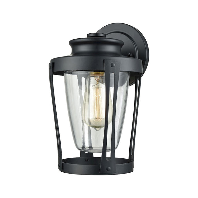 ELK Lighting Fullerton 1 Light Outdoor Wall Sconce, Matte Black, Clear