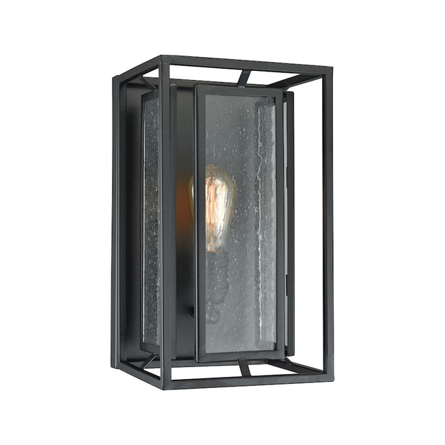 ELK Lighting Eastgate 1 Light Wall Sconce, Textured Black, Seedy Glass