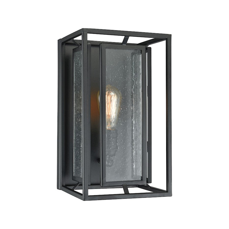 ELK Lighting Eastgate 1 Light Wall Sconce, Textured Black, Seedy Glass
