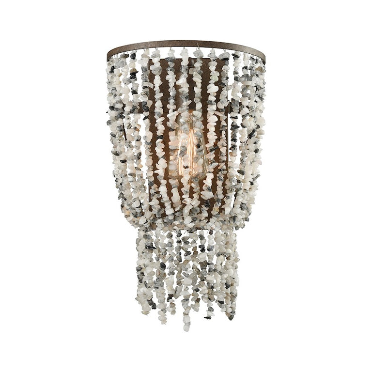 ELK Agate Stones 1 Lt Wall Sconce, Weathered Bronze, Gray Agate Stones